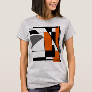 Orange Grey Black Geometric Mosaic MCM Look T-Shirt