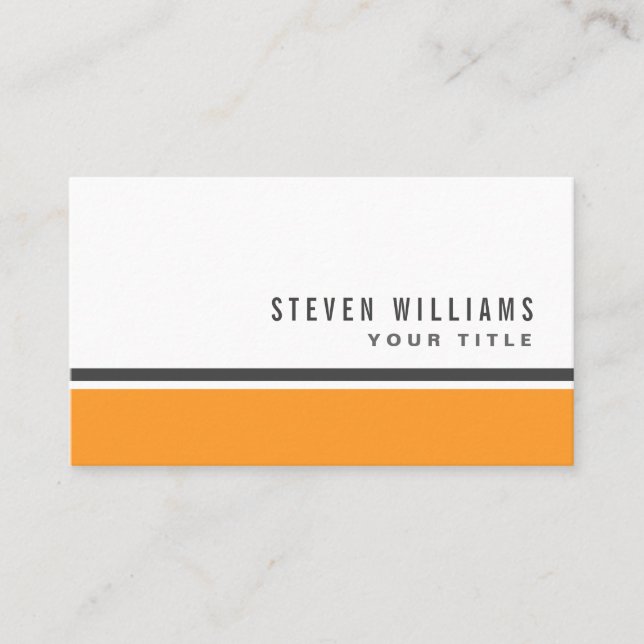 Orange grey border modern stylish white business card (Front)