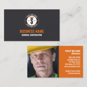 Orange Grey Business Logo Contractors Card