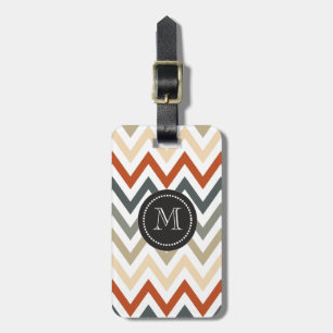 Orange Grey Chevron Geometric Designs Colour Luggage Tag