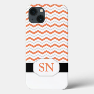 Orange & Grey Chevron Monogram iPad 2/3/4 Case