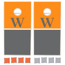 Orange & Grey College Monogram Cornhole Set