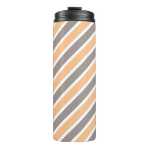 Orange Grey Diagonal Stripes Thermal Tumbler