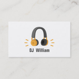Orange Grey Headphones DJ Disc Jockey Business Card