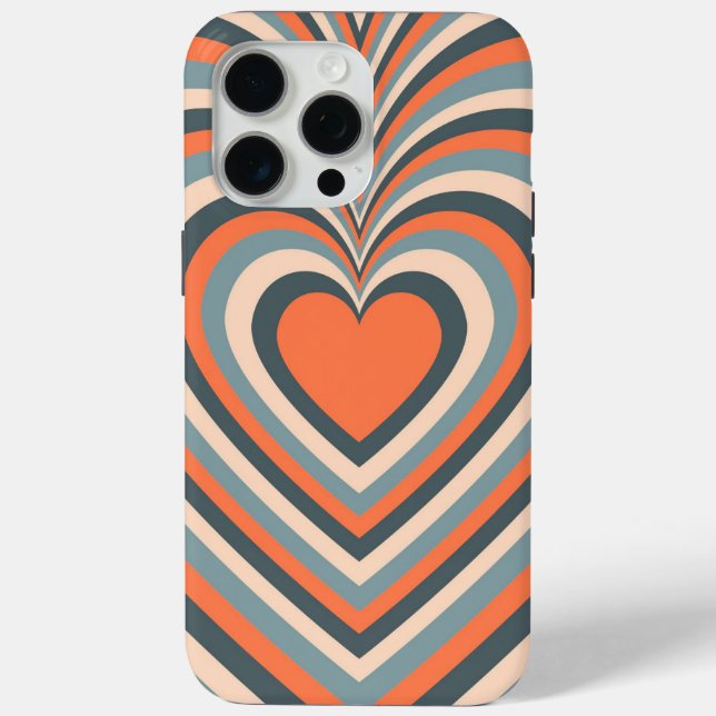 Orange Grey Hypnotic Heart Love Pattern Case-Mate iPhone Case (Back)