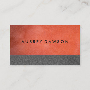 Orange Grey Leather Business Card