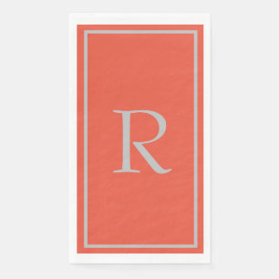 Orange Grey Monogram Initials Custom Name Colourfu Napkin