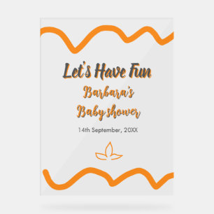 Orange grey retro spanish baby shower boho modern acrylic sign