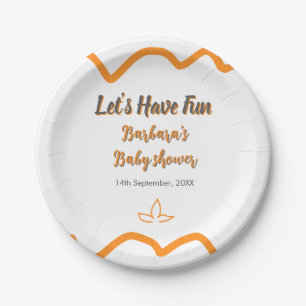 Orange grey retro spanish baby shower boho modern paper plate