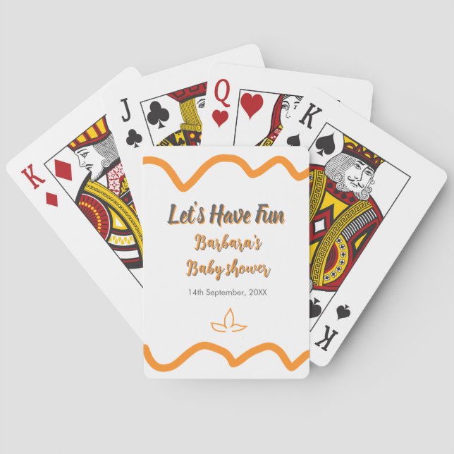 Orange grey retro spanish baby shower boho modern  playing cards (Back)
