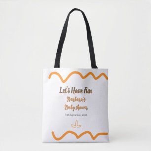 Orange grey retro spanish baby shower boho modern tote bag