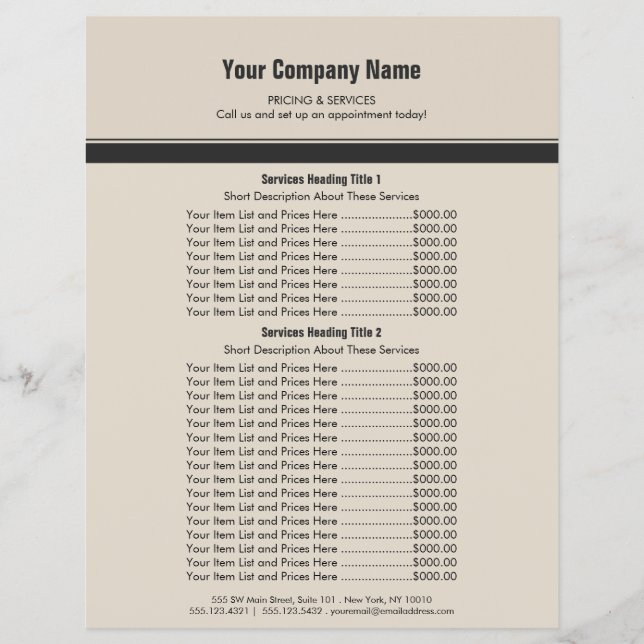 Orange Grey Simple Border Price List 2 Flyer (Front)