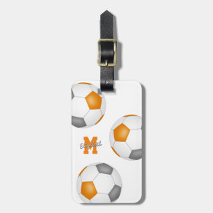 orange grey soccer bag ID girls boys team colours Luggage Tag