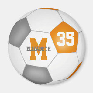 orange grey soccer team colours girls boys magnet