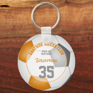 orange grey soccer team colours kids sports gifts key ring
