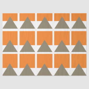 Orange Grey Square Triangle Geometric Tissue Paper