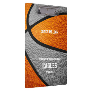 orange grey team colours basketball coach name clipboard