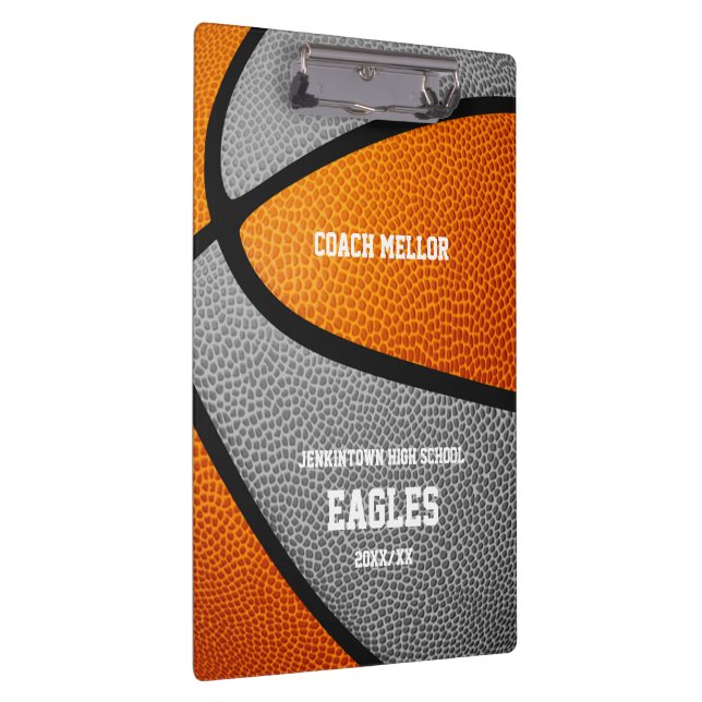 orange grey team colours basketball coach name clipboard (Right)