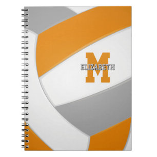 orange grey team colours girls boys volleyball notebook