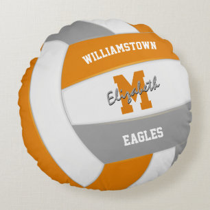 orange grey volleyball sports team colours round cushion