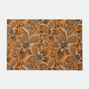 Orange, grey watercolor flowers. doormat