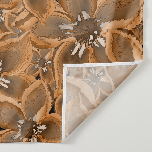 Orange, grey watercolor flowers. tapestry (Detail)