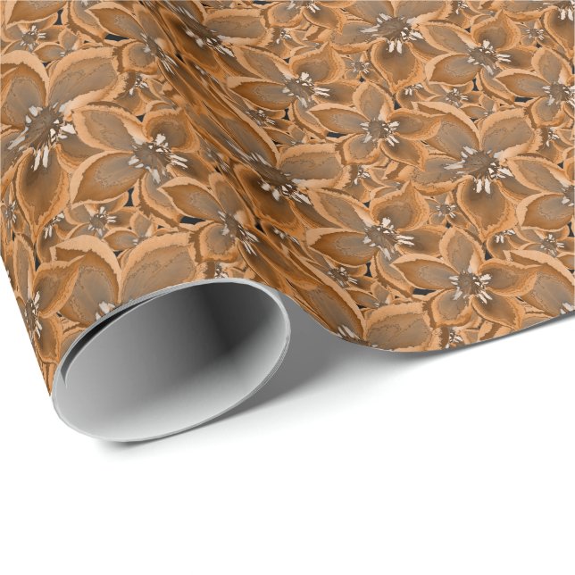 Orange, grey watercolor flowers. wrapping paper (Roll Corner)