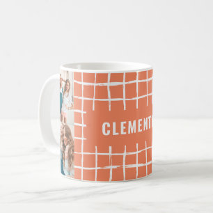 Orange grid 4 photo modern minimal simple coffee mug