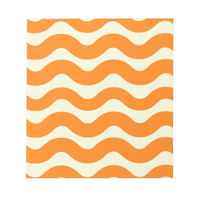 Orange Groovy Wavy Stripe Abstract Modern Spring Notepad (Front)
