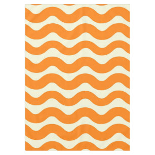 Orange Groovy Wavy Stripe Abstract Modern Spring Tablecloth