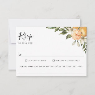 Orange Grove Citrus Wedding Food Allergy RSVP