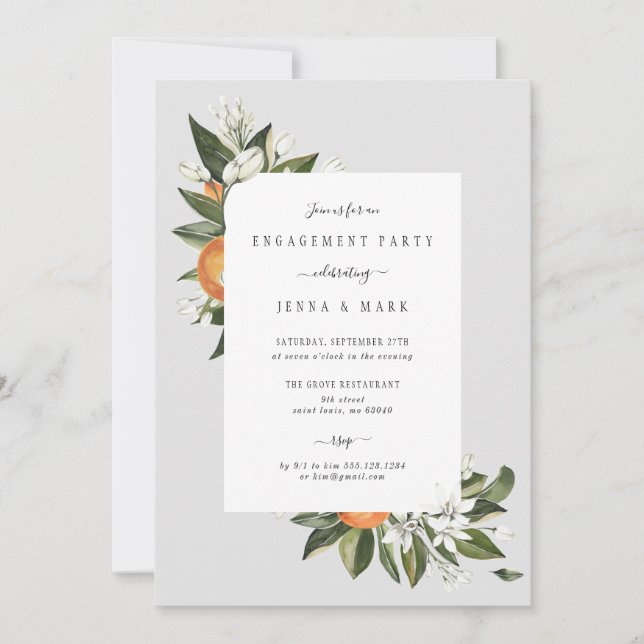 Orange Grove Engagement Party Invitation (Front)