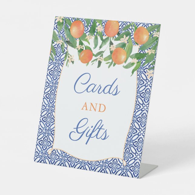 Orange Groves Shower Cards and Gifts Pedestal Sign (Front)