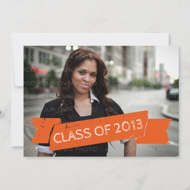 Orange Grunge Banner 2013 Grad Invitation (Front)