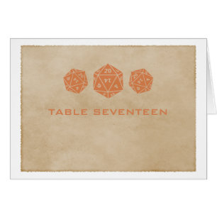 Orange Grunge D20 Dice Gamer Table Number Card