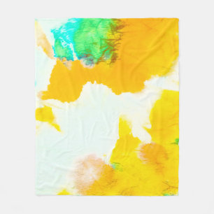 Orange Grungy Paint. Tie Dye Print. Colourful Bati Fleece Blanket