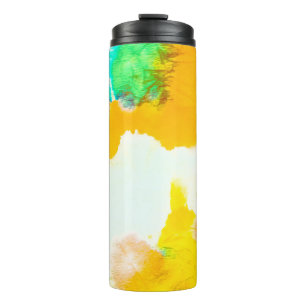Orange Grungy Paint. Tie Dye Print. Colourful Bati Thermal Tumbler