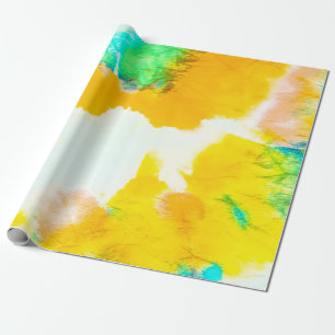 Orange Grungy Paint. Tie Dye Print. Colourful Bati Wrapping Paper