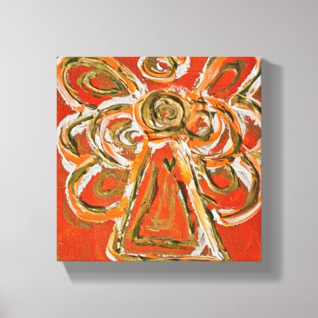 Orange Guardian Angel Art Wrapped Canvas Painting (Front)