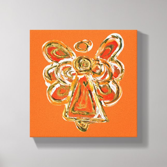 Orange Guardian Angel Art Wrapped Canvas Painting (Front)