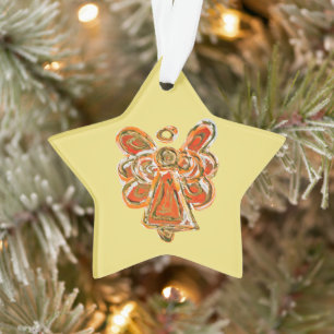 Orange Guardian Angel Christmas Pendant Ornament