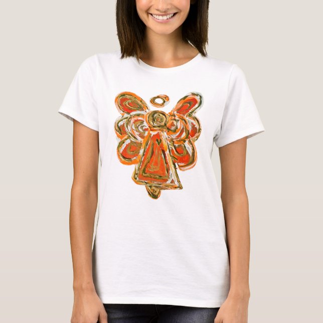 Orange Guardian Angel Custom Holiday Art T-Shirt (Front)
