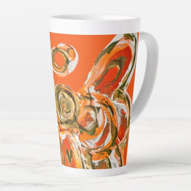 Orange Guardian Angel Custom Latte Coffee Mug Cup (Right Angle)