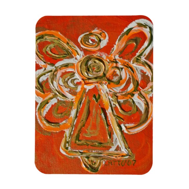 Orange Guardian Angel Custom Magnet Art Painting (Vertical)