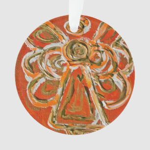Orange Guardian Angel Gift Holiday Ornament