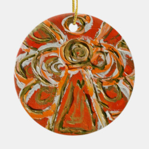 Orange Guardian Angel Ornament Pendant
