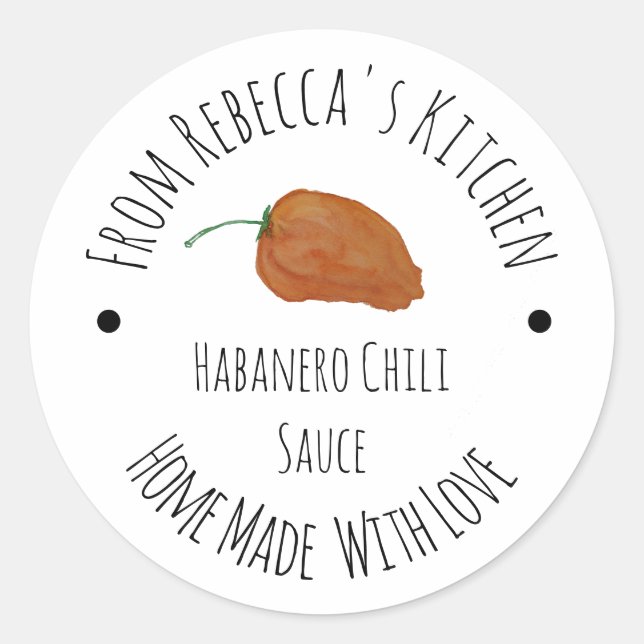 Orange Habanero Chilli Homemade Sauce  Classic Round Sticker (Front)