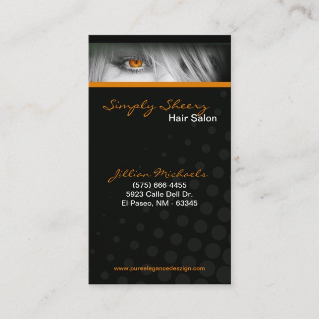 Orange Hair Salon Beauty Shop Boutiq Business Card (Front)