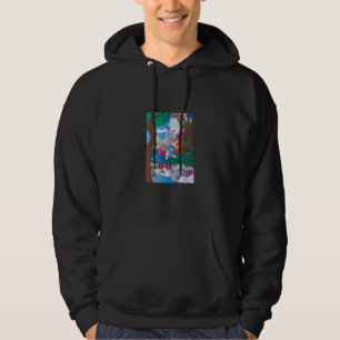 Orange haired fairy and a brown unicorn sit at str hoodie