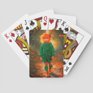 Orange Haired Girl Playing Cards